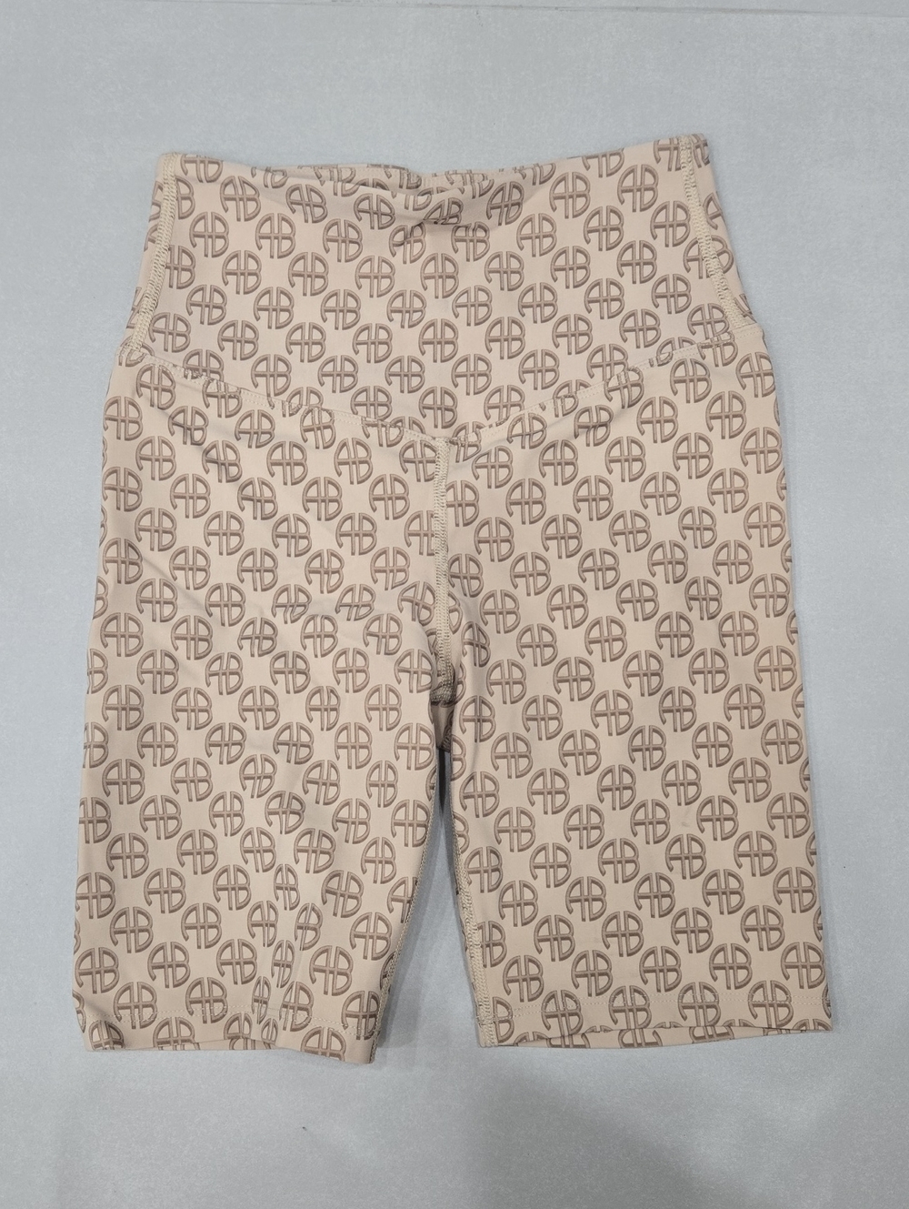 New Anine Bing Blake Biker Short Camel Monogram Print - Neutral Size XS